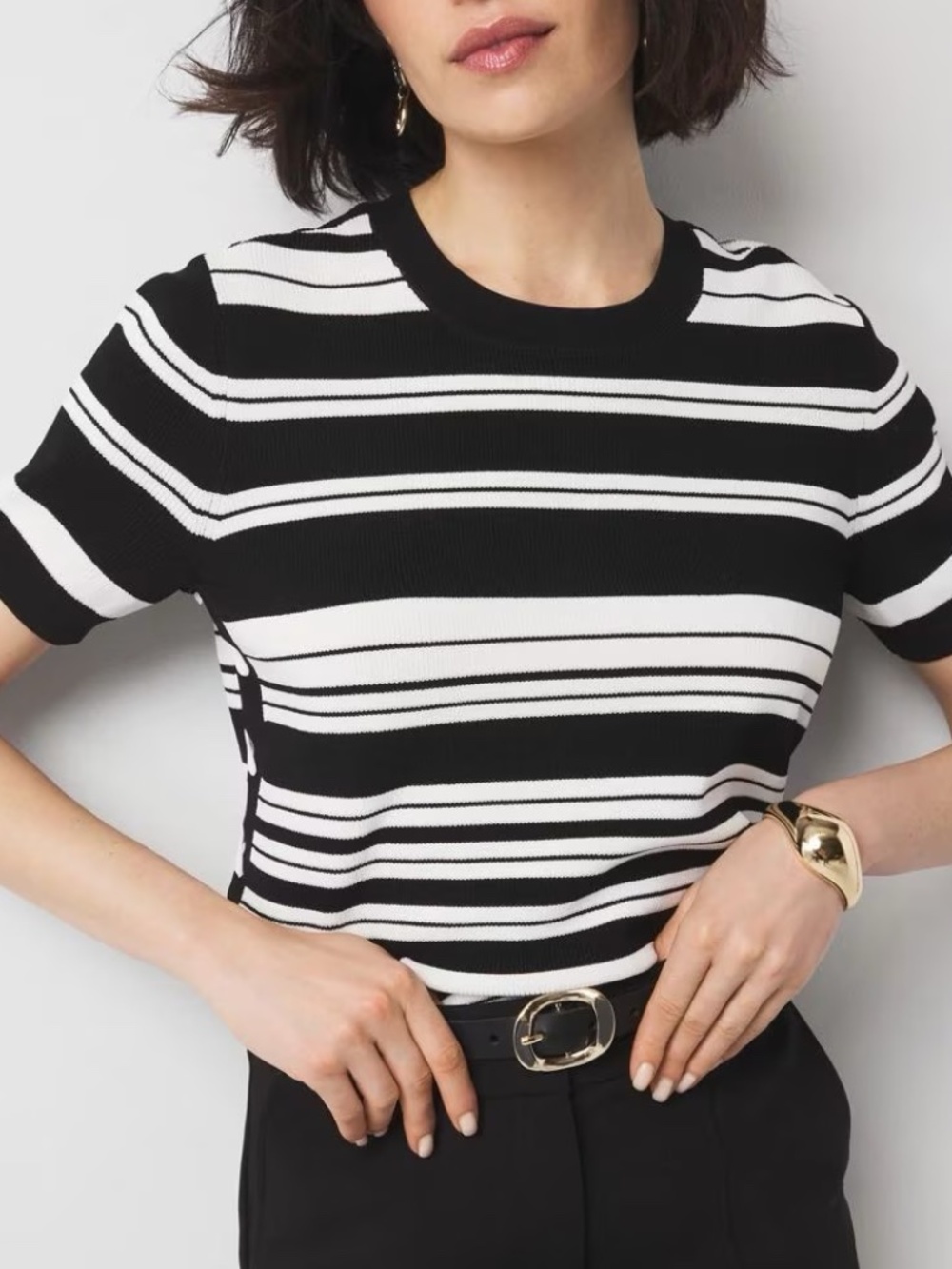 WHBM Lace Up Side Sweater Tee